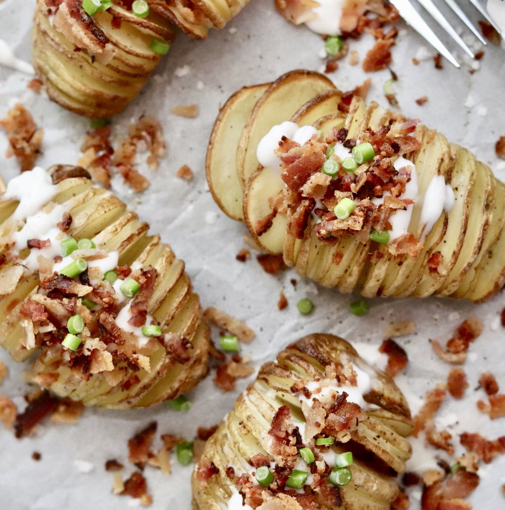 Chipotle Naked Bacon Loaded Hasselback Potatoes