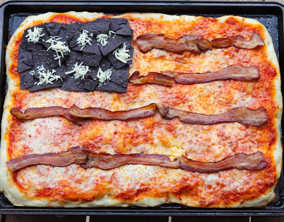 Naked Bacon American Flag Pizza
