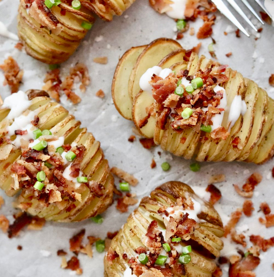 Chipotle Naked Bacon Loaded Hasselback Potatoes